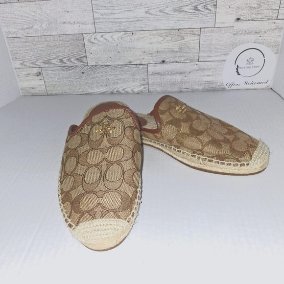 Coach Shoes - Coach G4841 Caley Signature Jacquard Espadrille Size 7- Khaki Saddle